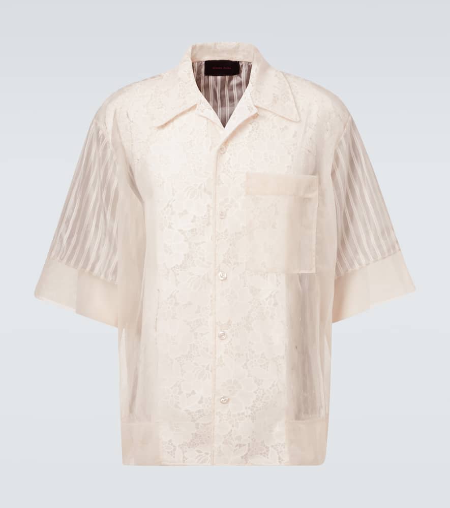 Patchwork lace bowling shirt