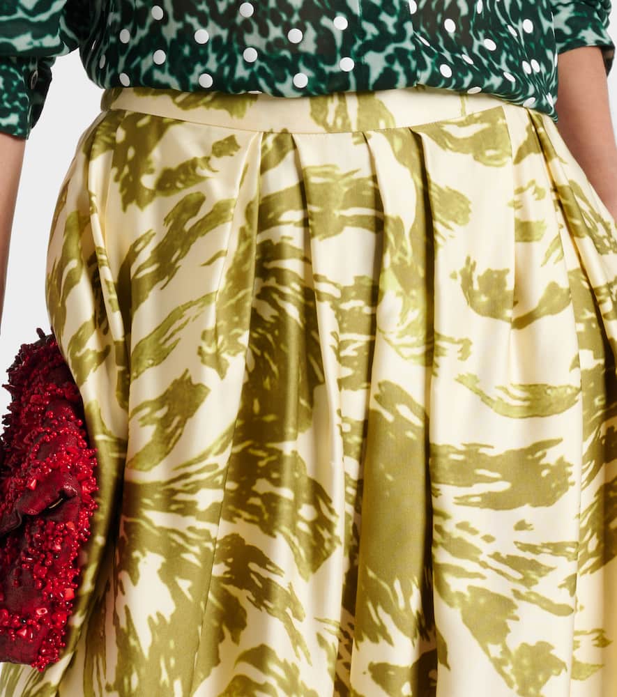 Printed satin midi skirt