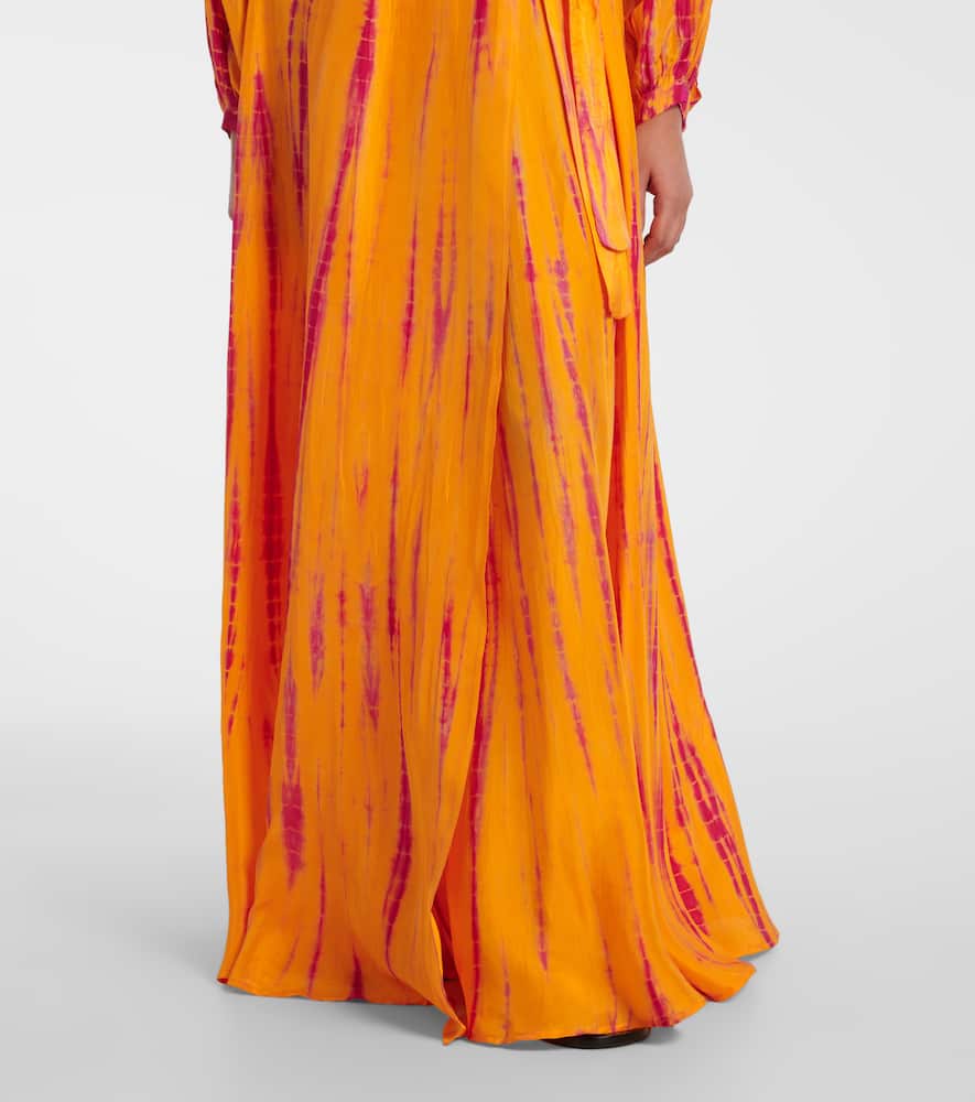 Tie-dye silk wrap dress