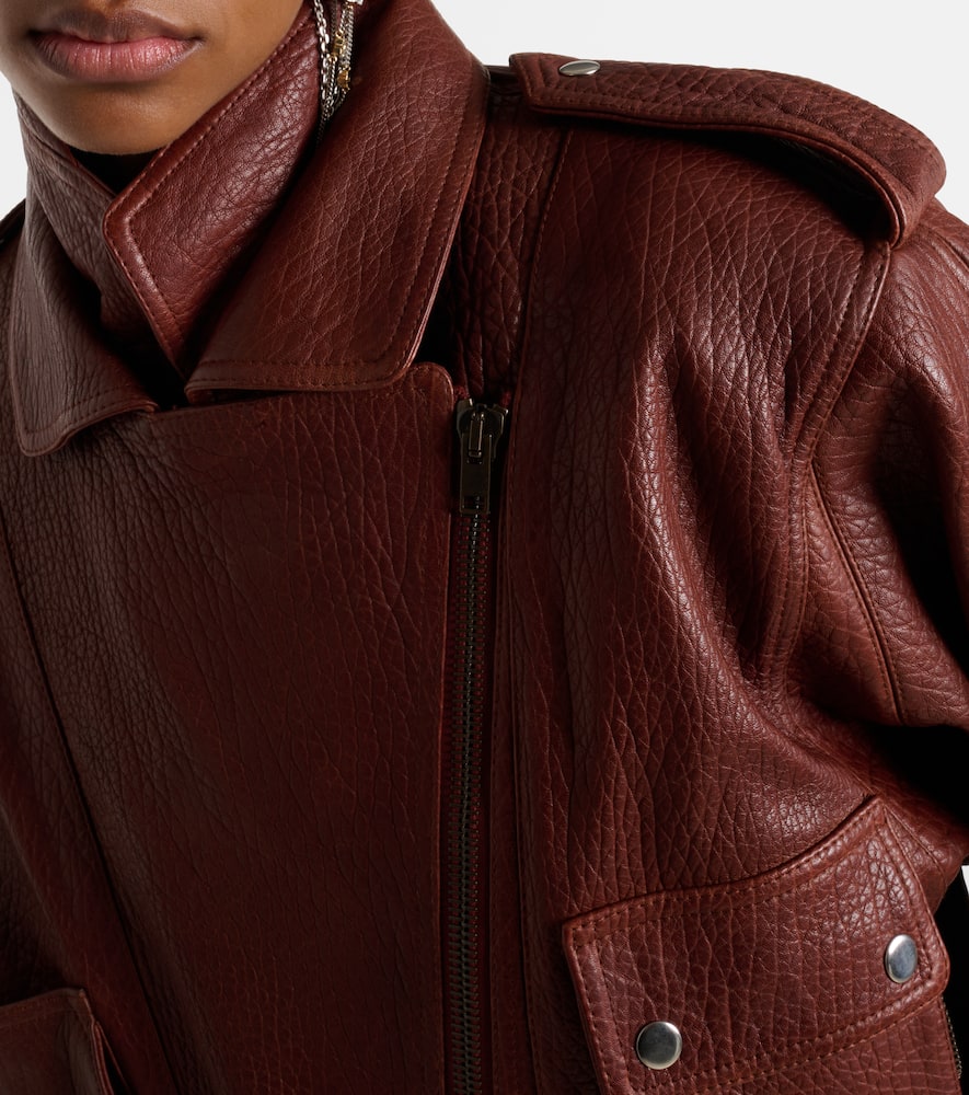 Aneli leather bomber jacket