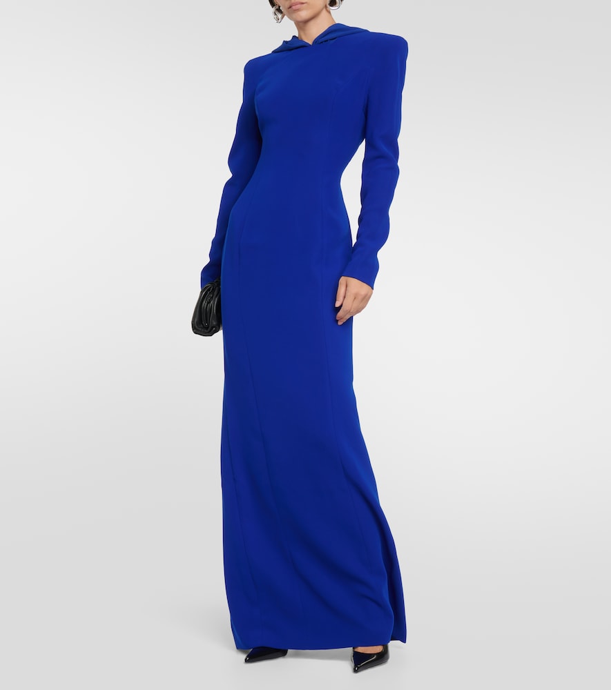 Hooded crêpe maxi dress