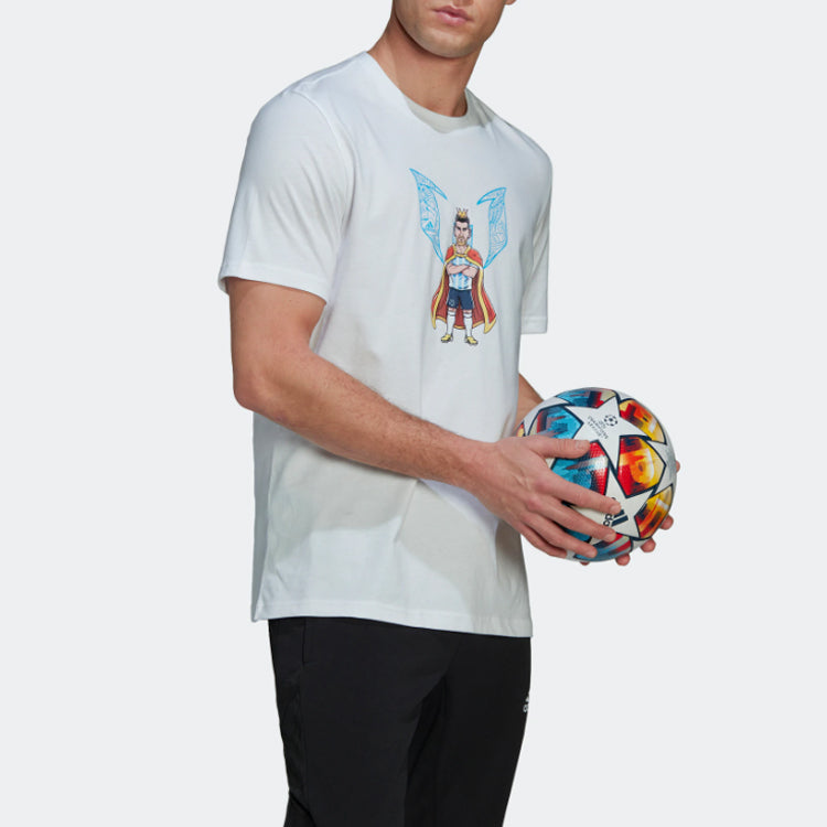 Men's MESSI 3K G T Series Soccer/Football Sports Round Neck Short Sleeve White