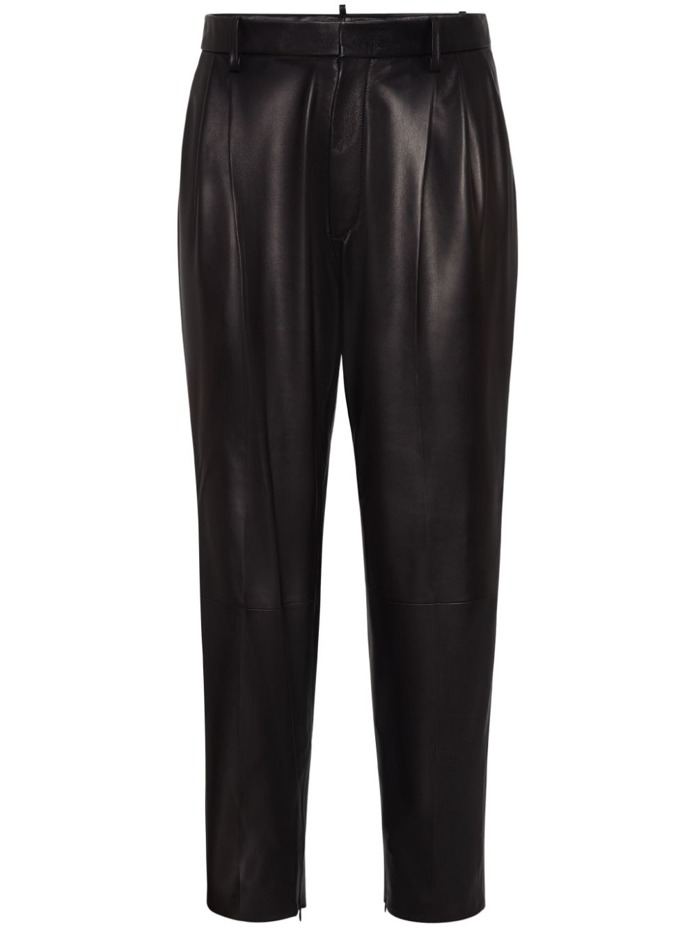 Leather tapered trousers - Black