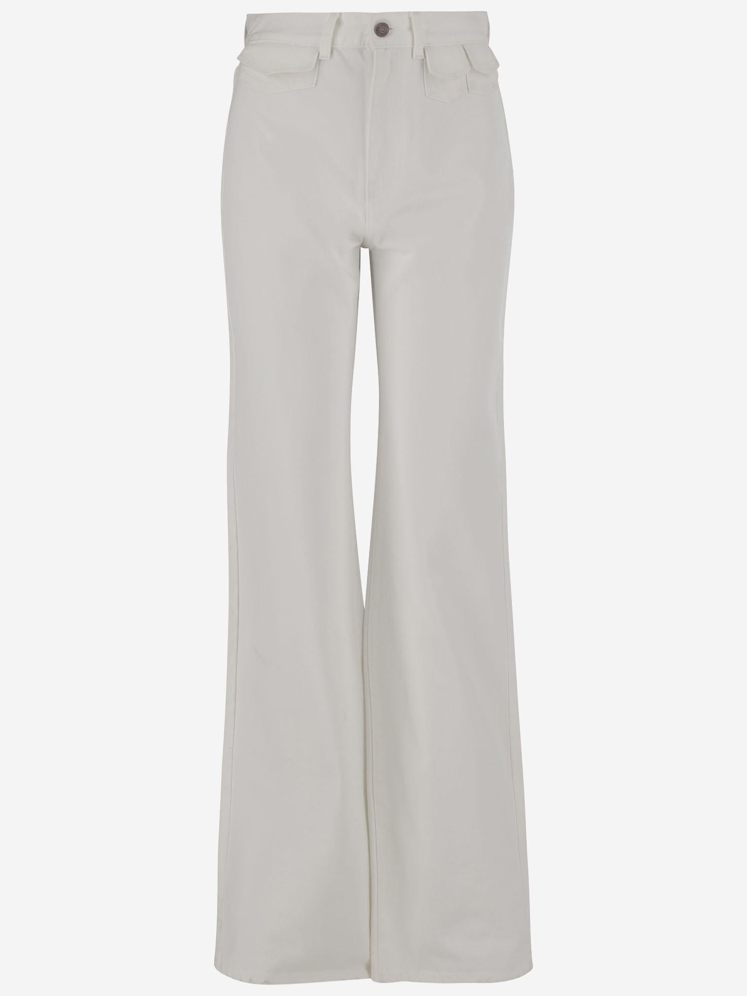 High-Waist Cotton Flared Jeans — White