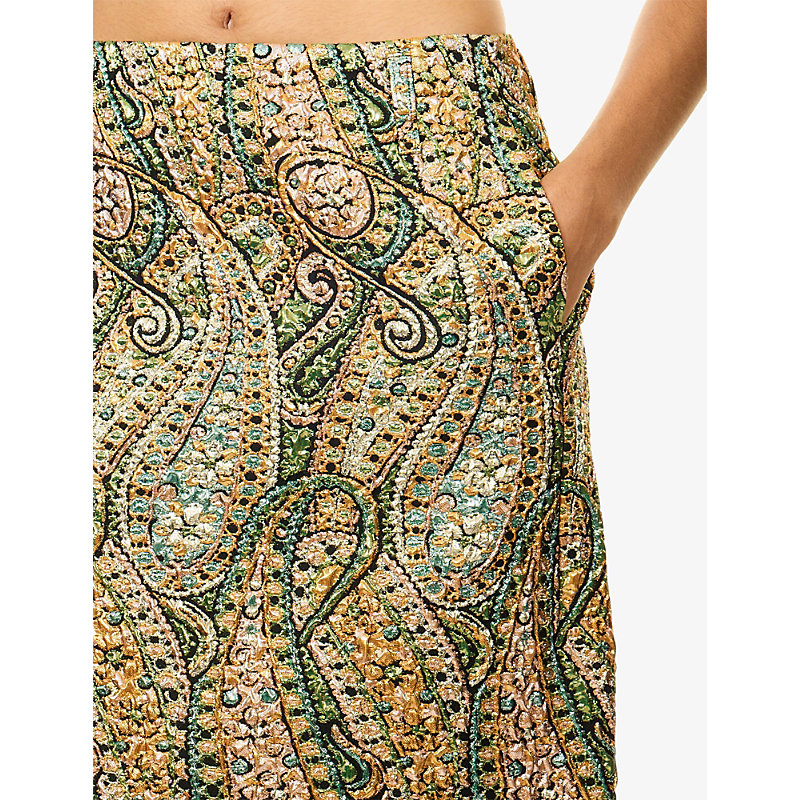 Womens Sentista Metallic Woven Maxi Skirt