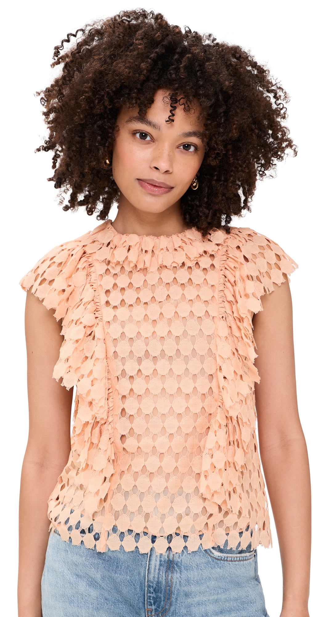 Daevy Silk-Lined Lace Top Blush