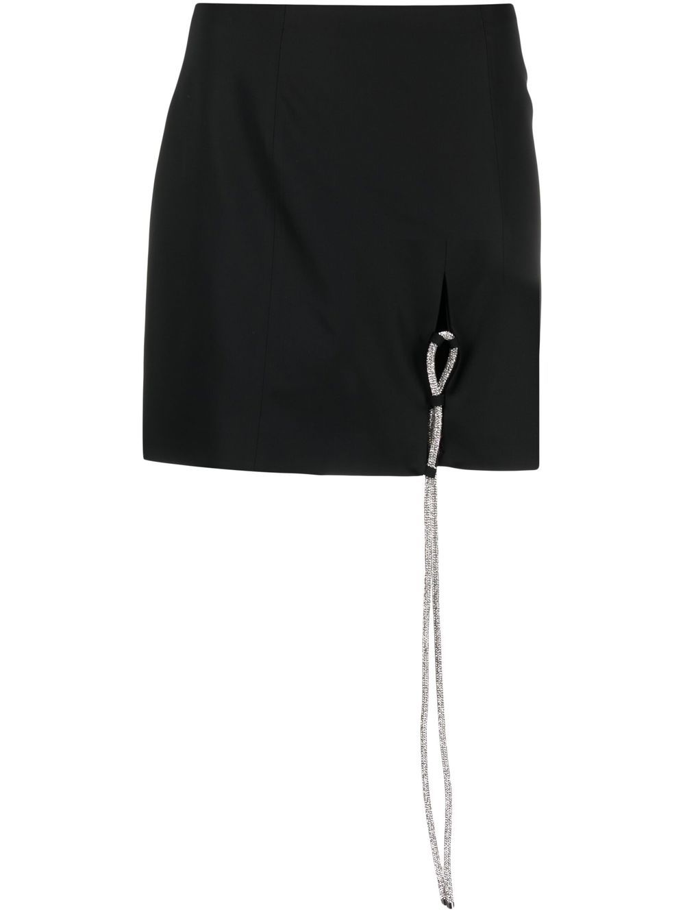 Crystal embellished lace-up mini skirt - Black