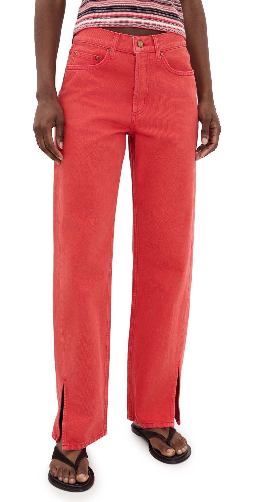 Charlot Split Hem Jeans Faded Tomato Overdye