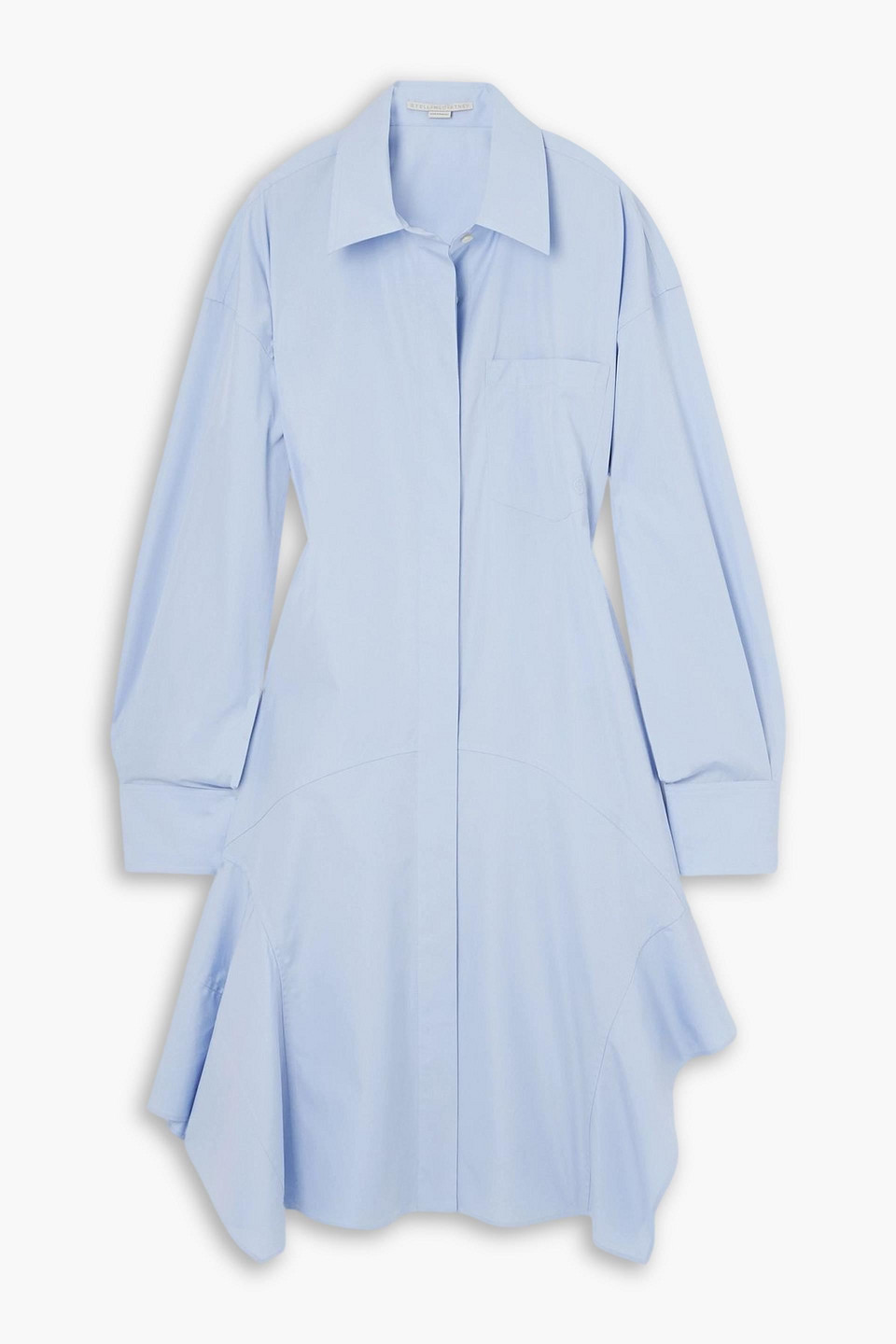 Asymmetric cotton-poplin shirt dress - Blue - IT 36