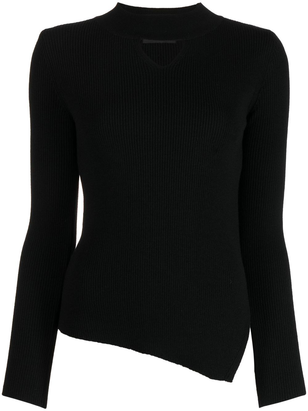Ribbed-knit cut-out sweater - Black