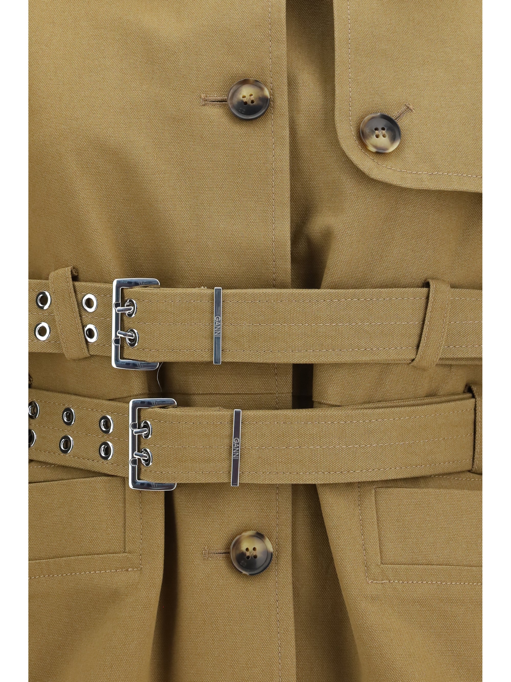 Canvas with Double Belt Jacket — Beige