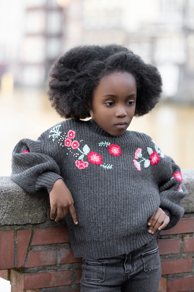 Embroidered wool-blend sweater