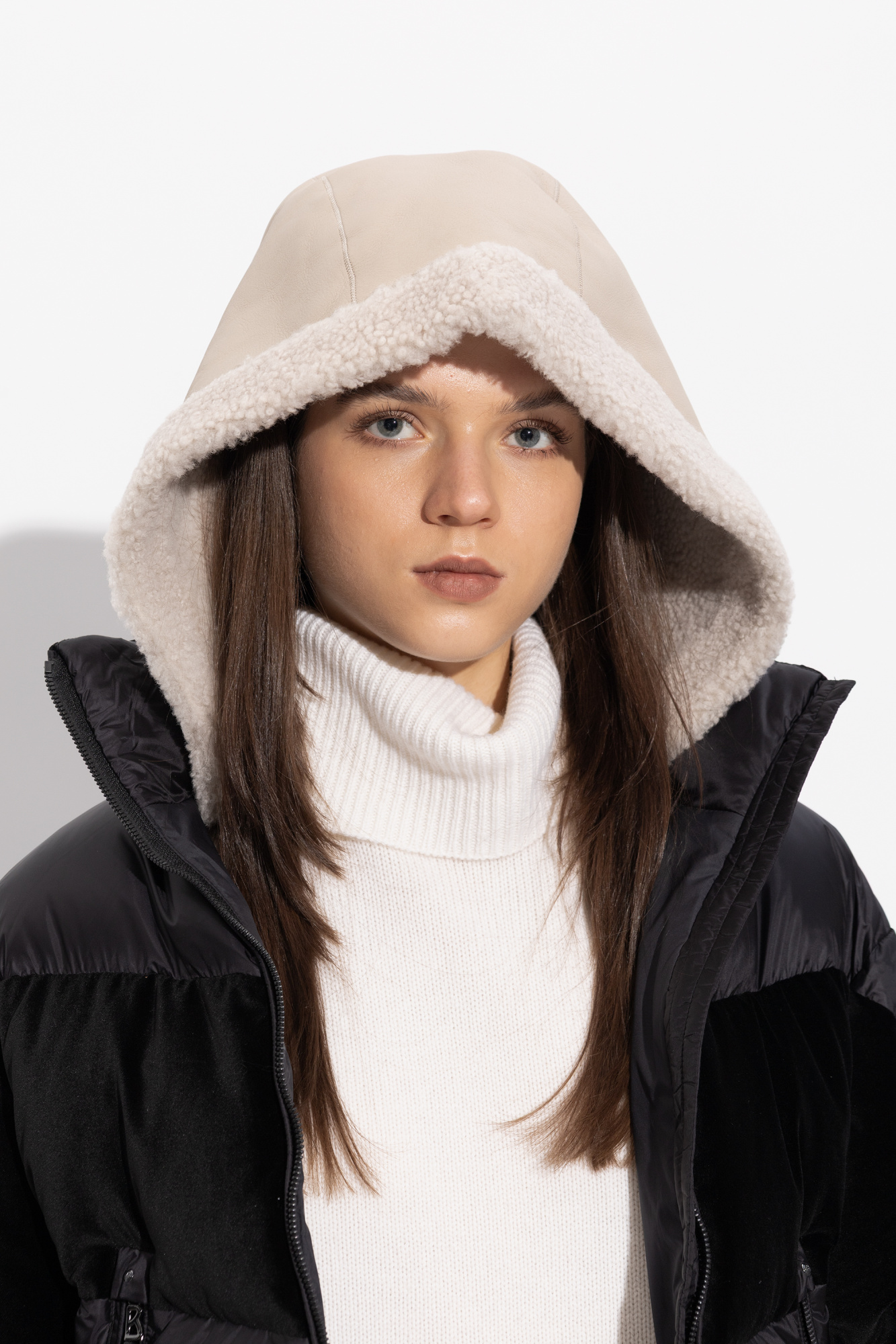 Leather Hood, Unisex, Beige