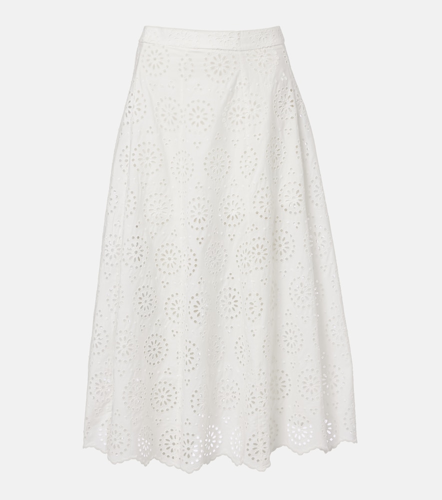 The Deco broderie anglaise cotton midi skirt
