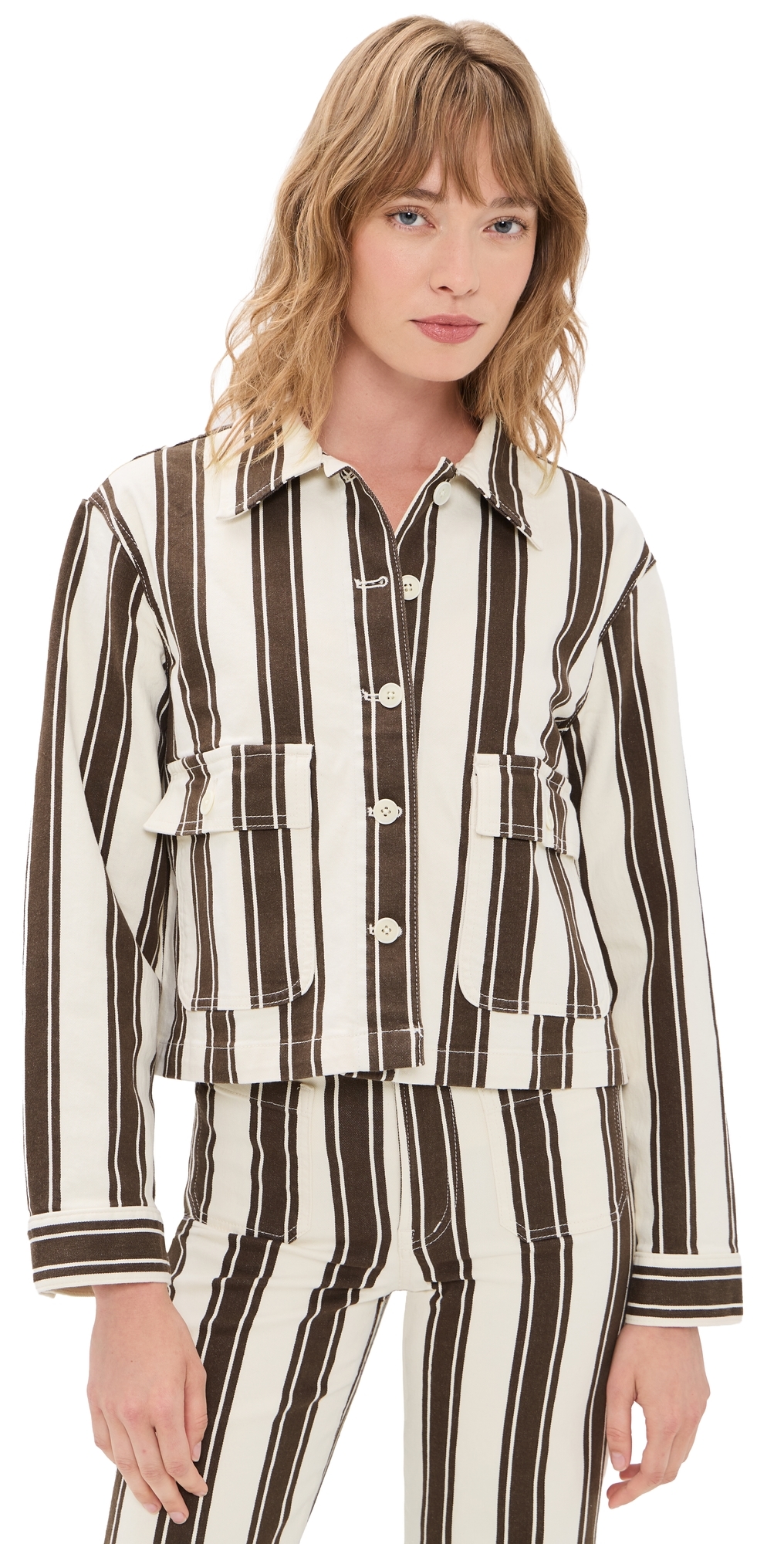 Fem Jacket Ivory & Brown Stripe