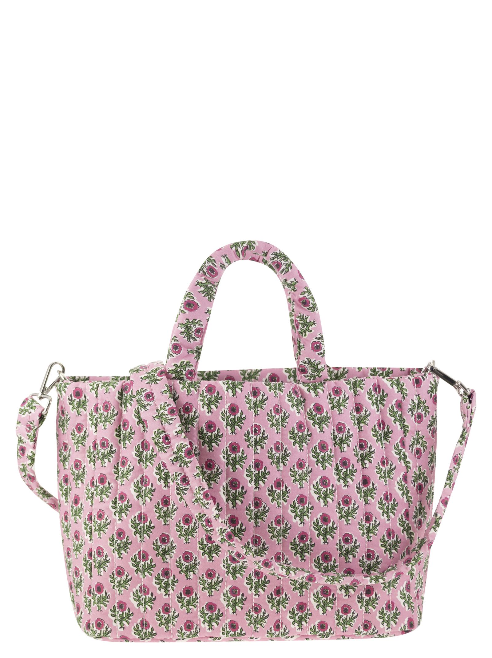 Soft Tote Mid Quilted Bag With Flowers
