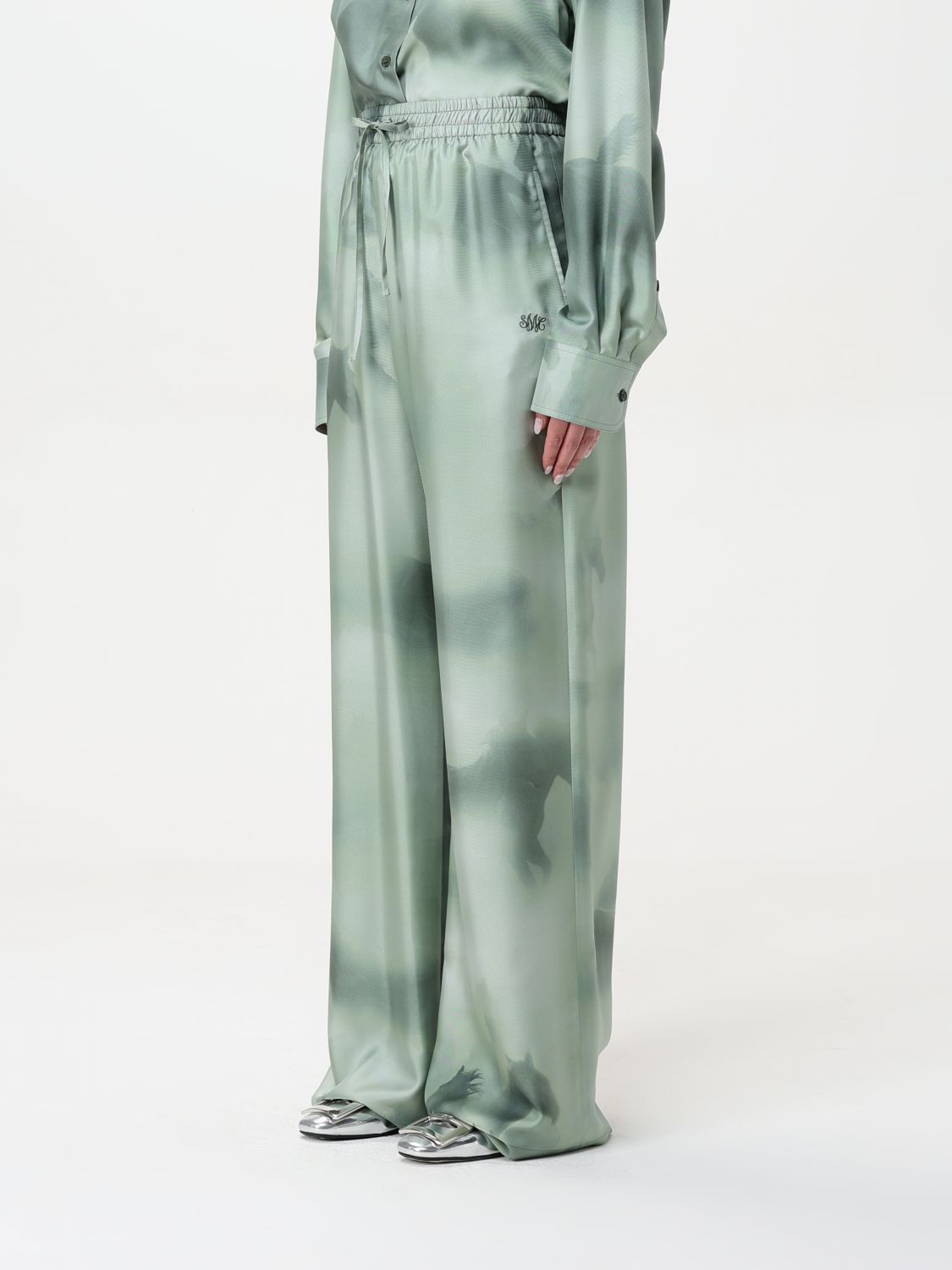 Horse-print palazzo trousers - Green