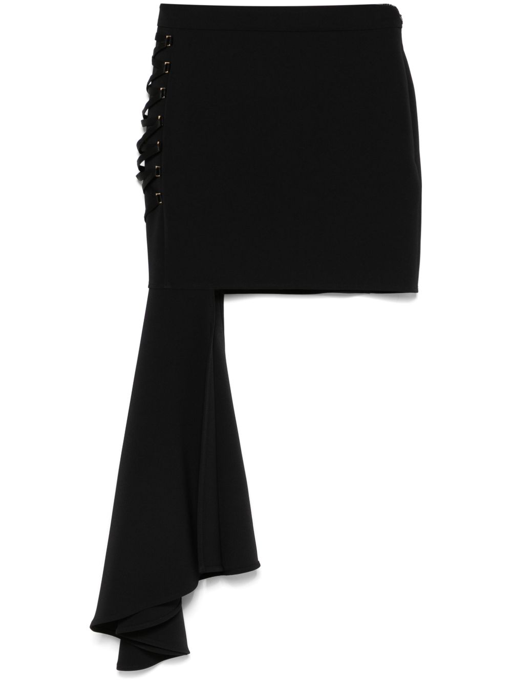 Crepe asymmetric mini skirt - Black