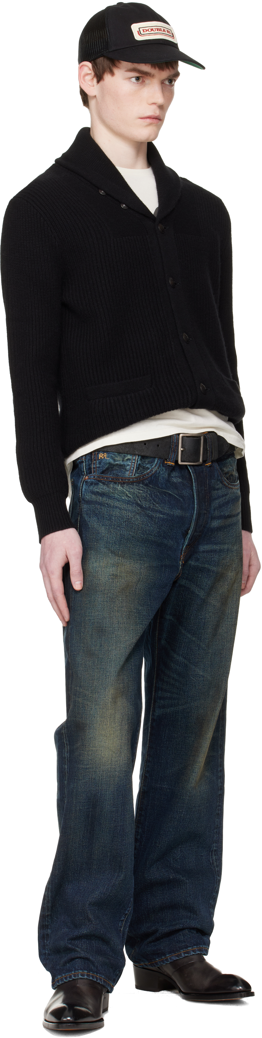 Black Distressed Leather Belt