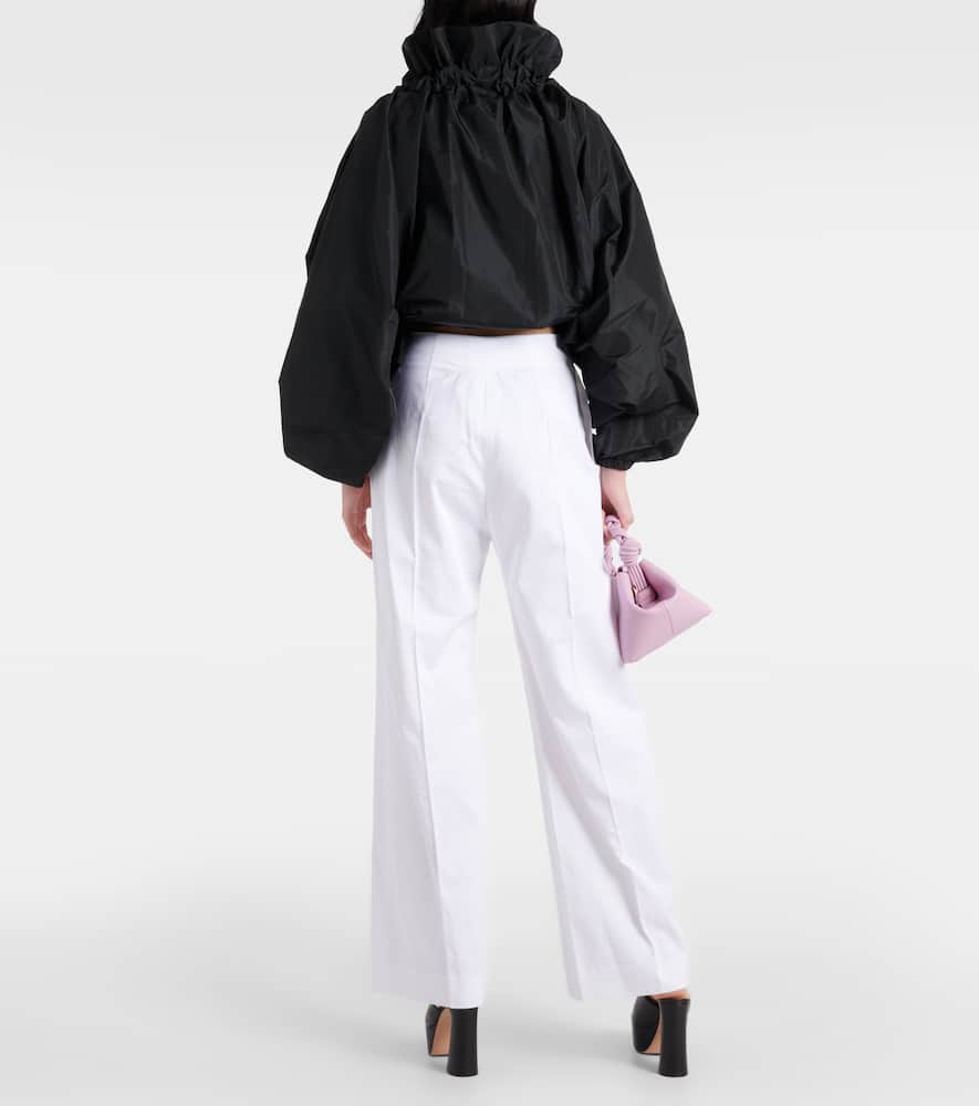 Mid-rise cotton wide-leg pants