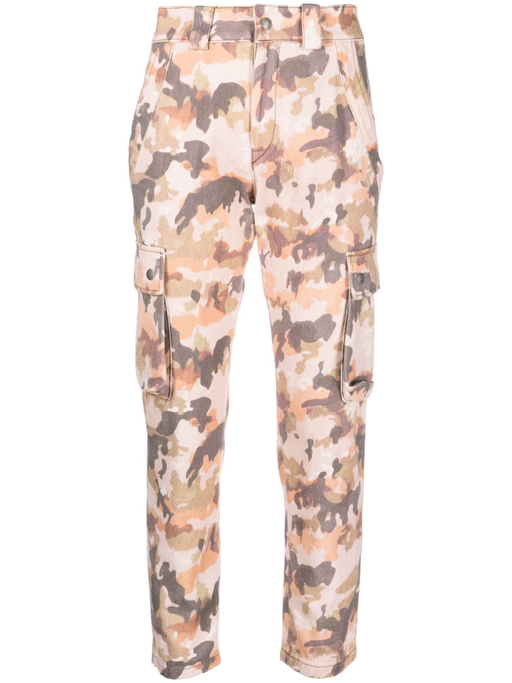 Camouflage-print cropped jeans - Brown