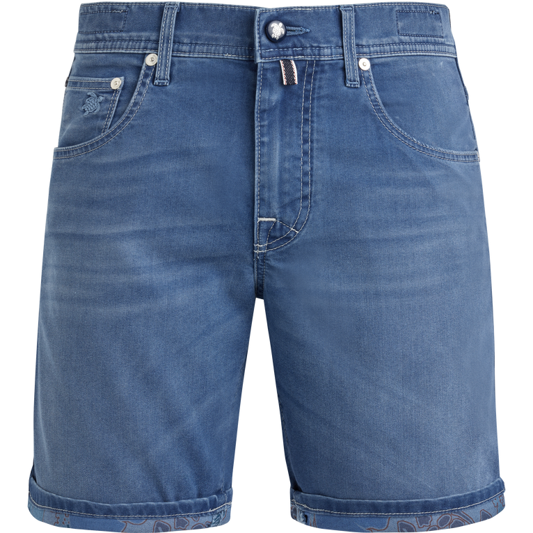 Men 5-pockets Denim Bermuda Shorts Tropical Turtles - Bermuda - Garonne - Blue