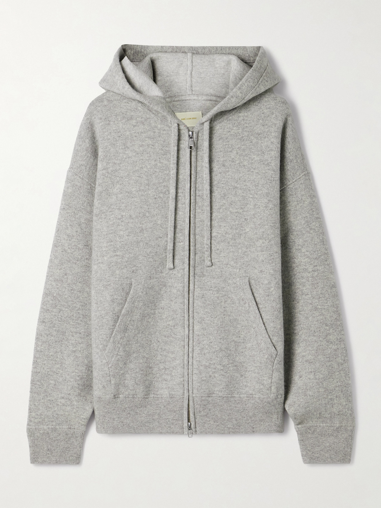 Cashmere-blend Zip-up Hoodie - Gray