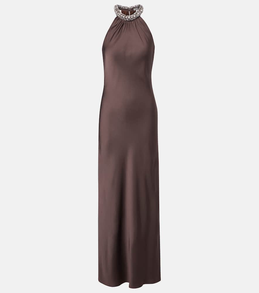 Embellished satin gown