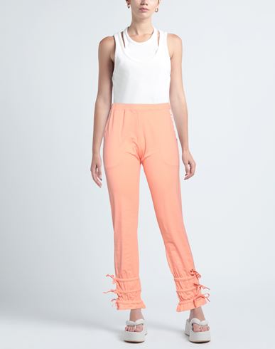 Woman Pants Orange Size S Cotton, Elastane