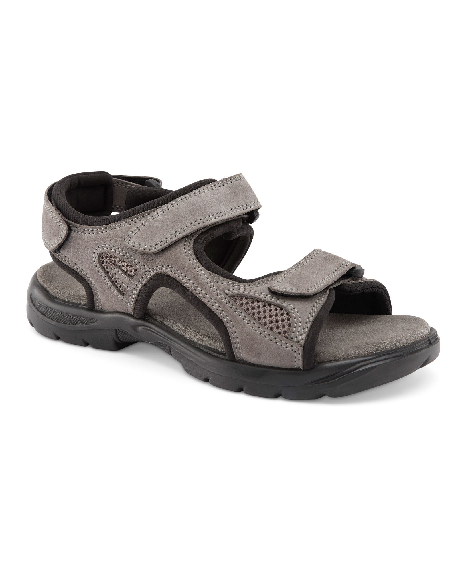 Men's Leather Strider Sandals in Grey
