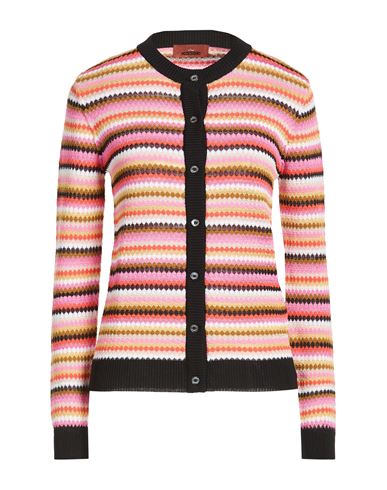 Woman Cardigan Pink Size 2 Cotton, Viscose