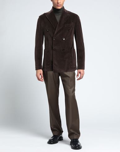 Guarinucci Man Blazer Chocolate brown Size 38 Cotton, Lyocell, Elastane
