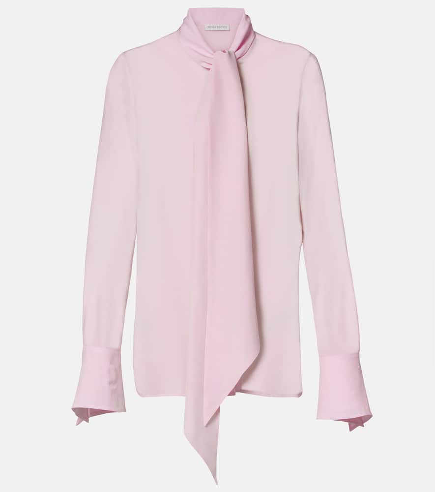 Lavalliere silk crêpe de chine shirt