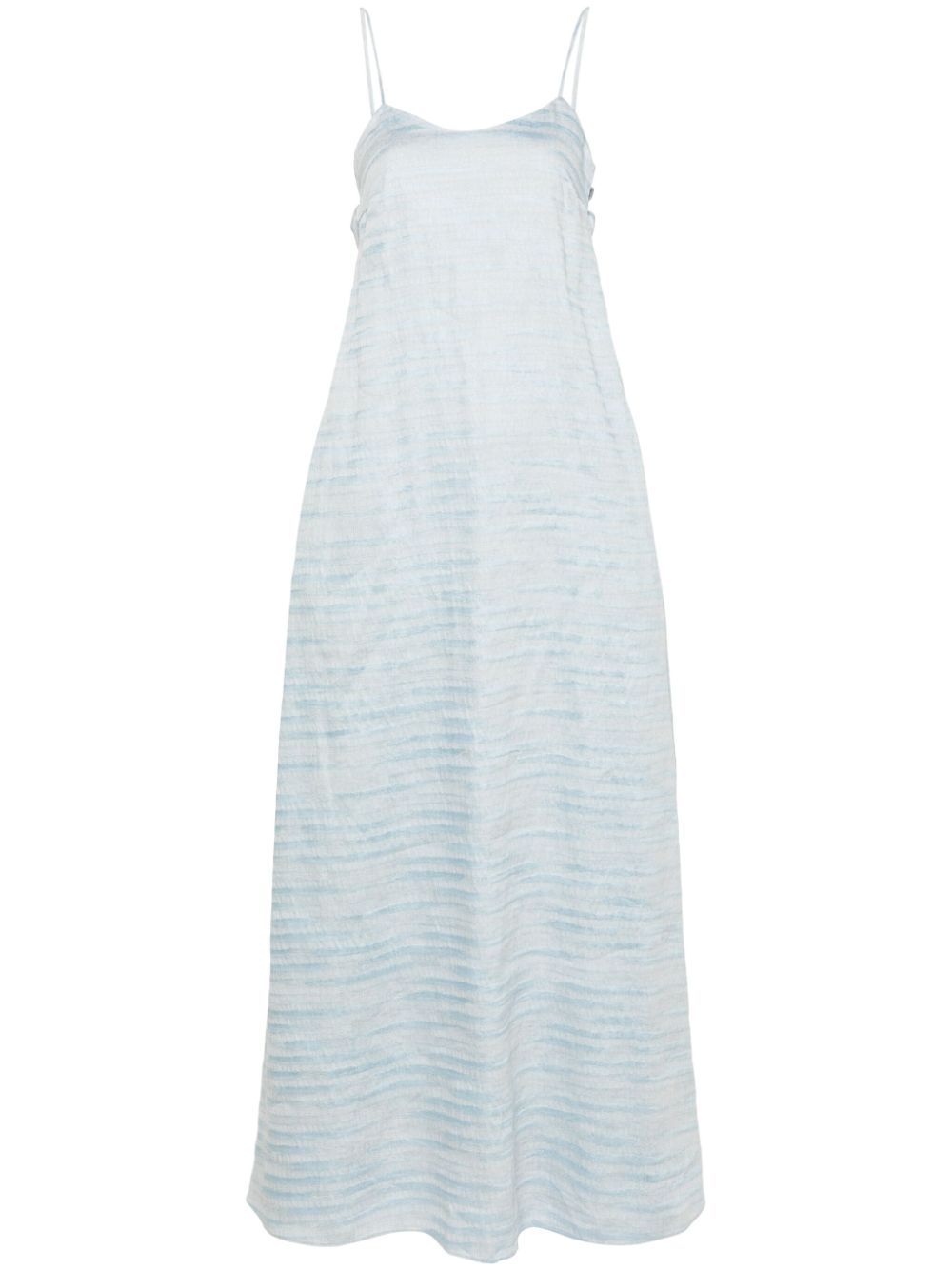 Linen blend jacquard midi dress - Blue