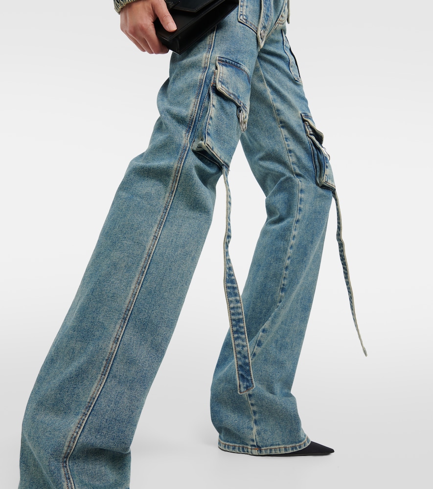 Low-rise denim cargo pants