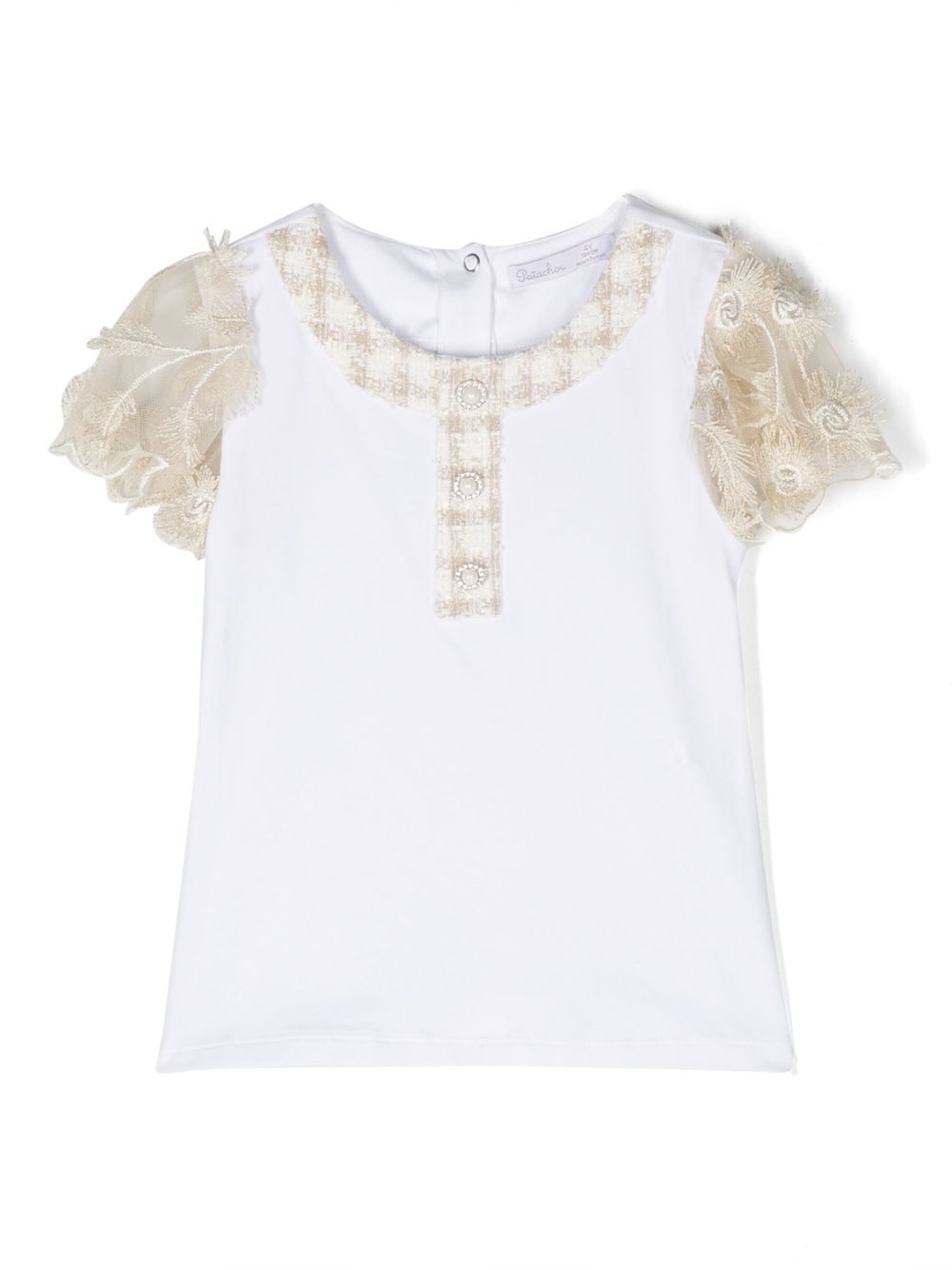Lace-sleeves T-shirt - White