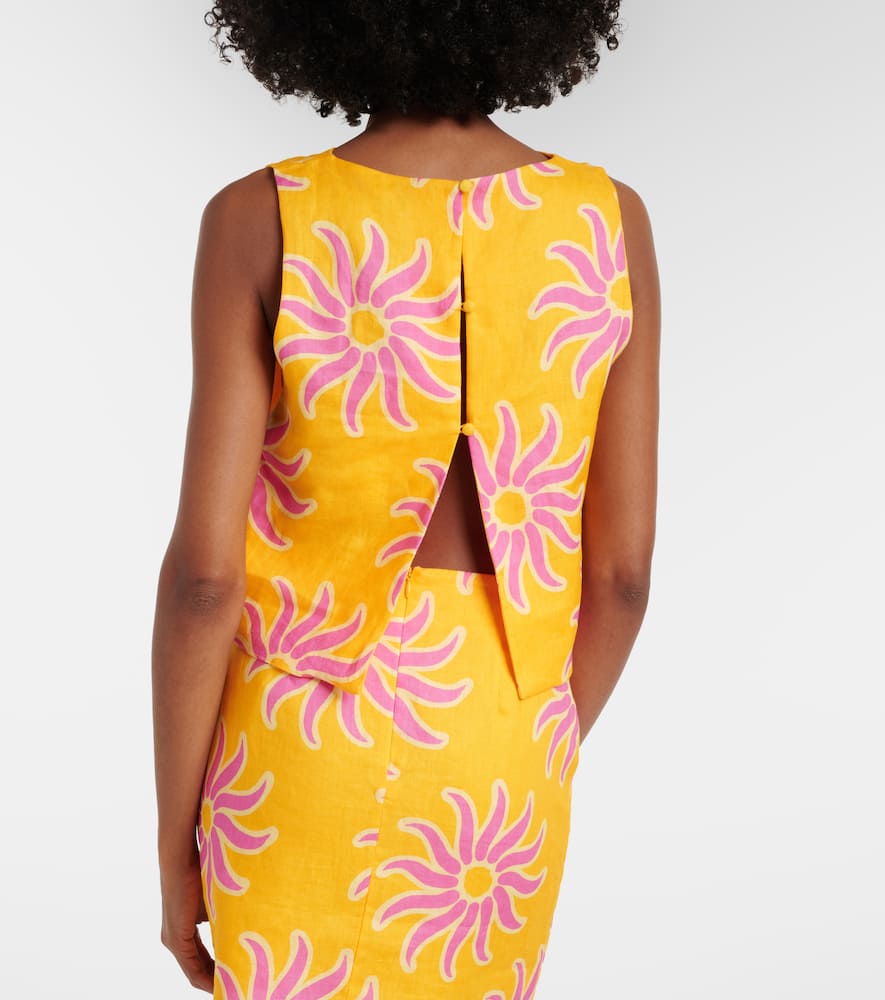 Avelino printed linen crop top