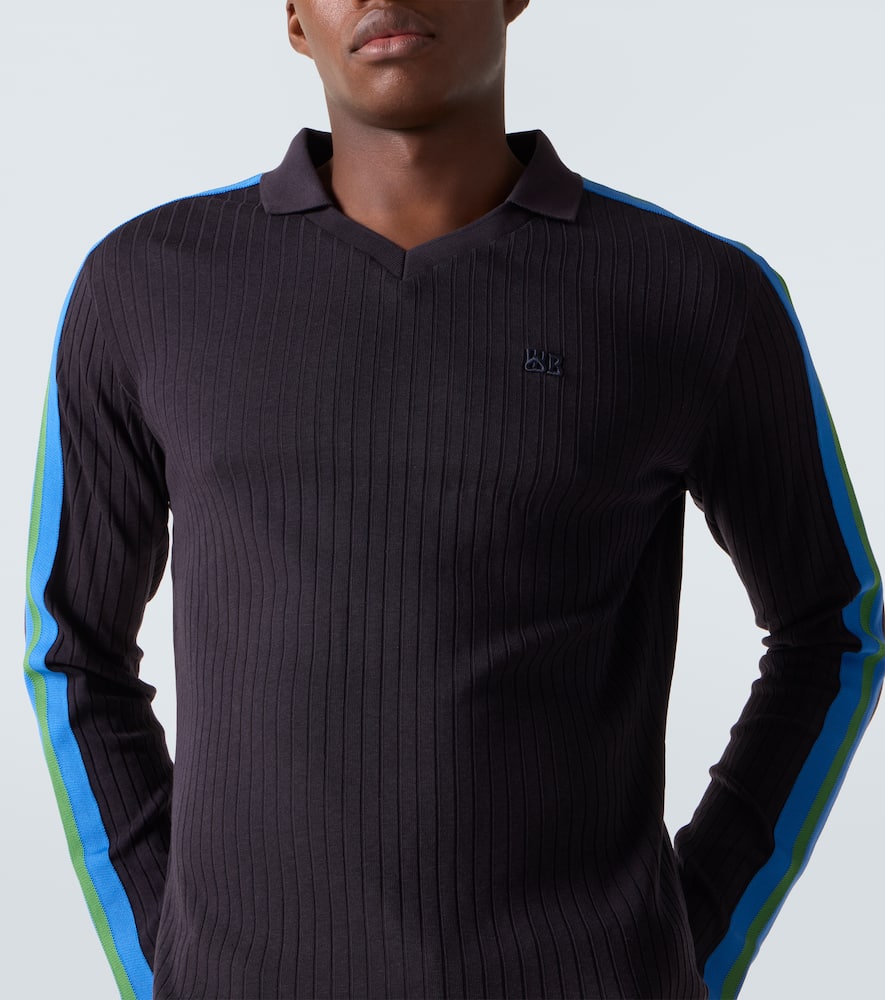 Ribbed-knit polo sweater