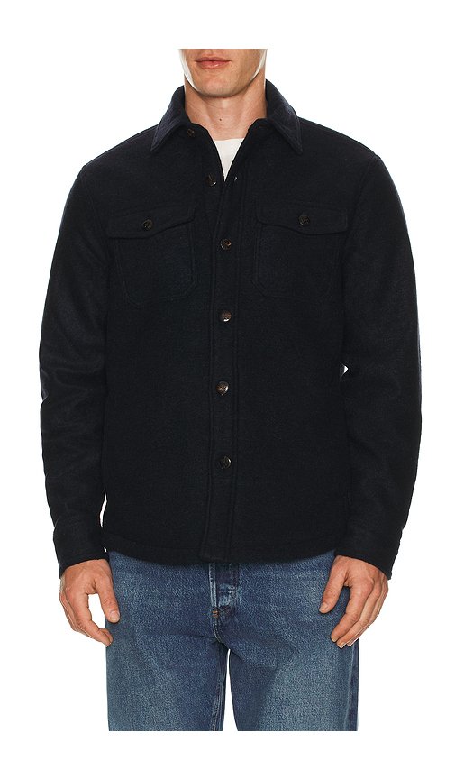 Faherty Range Fleece Lined Shacket in Blue. L. Also in