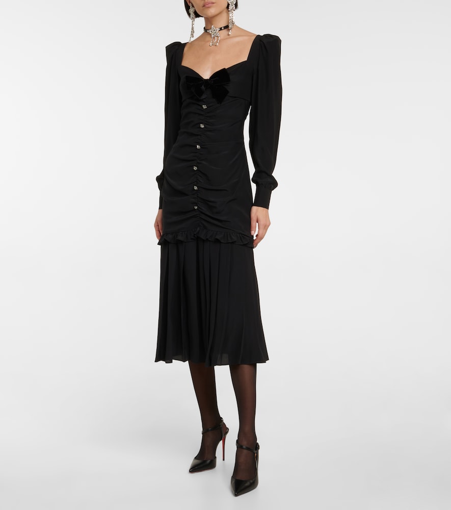 Ruched silk midi dress