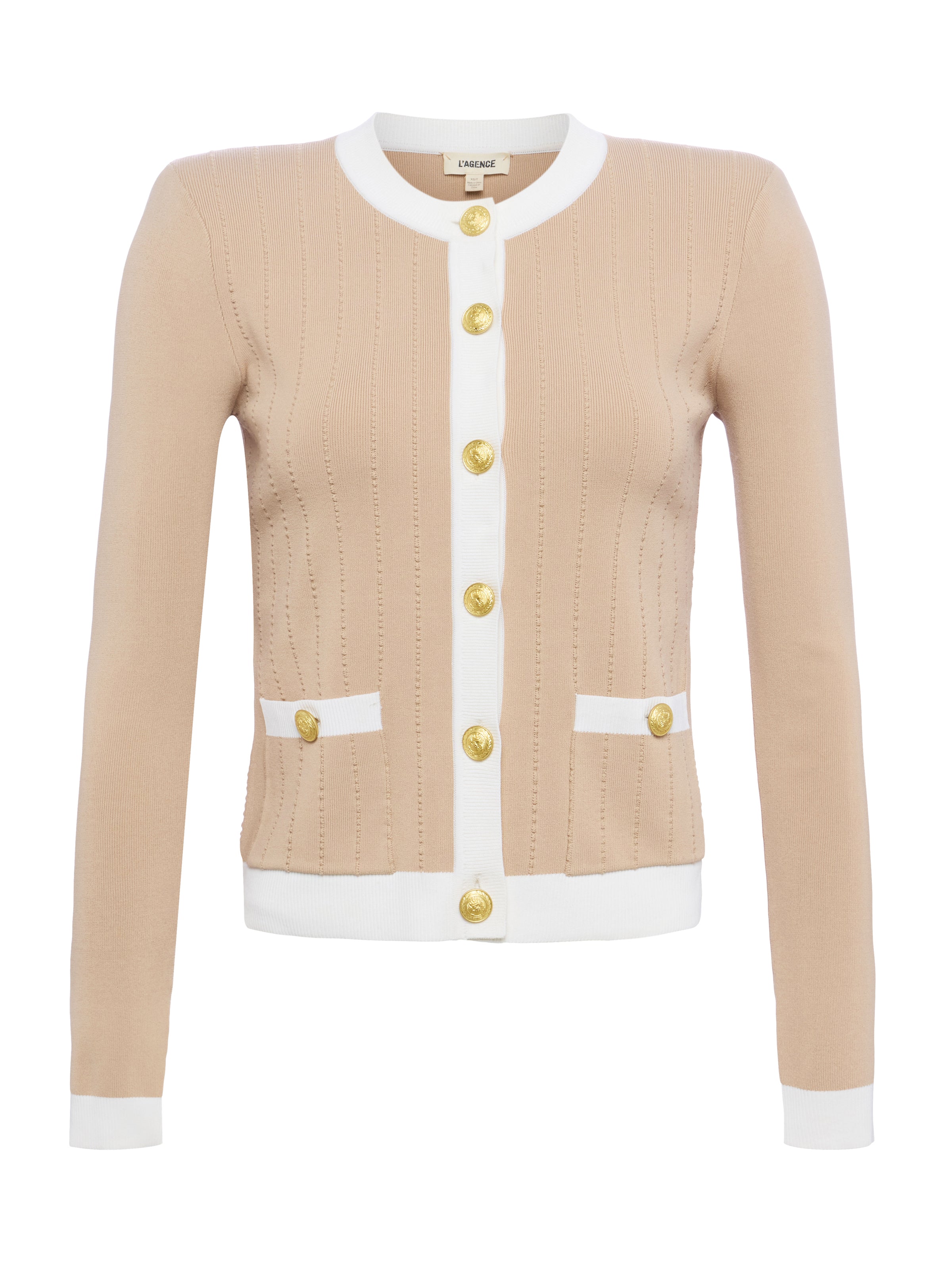 Leon Cardigan In Biscuit/White