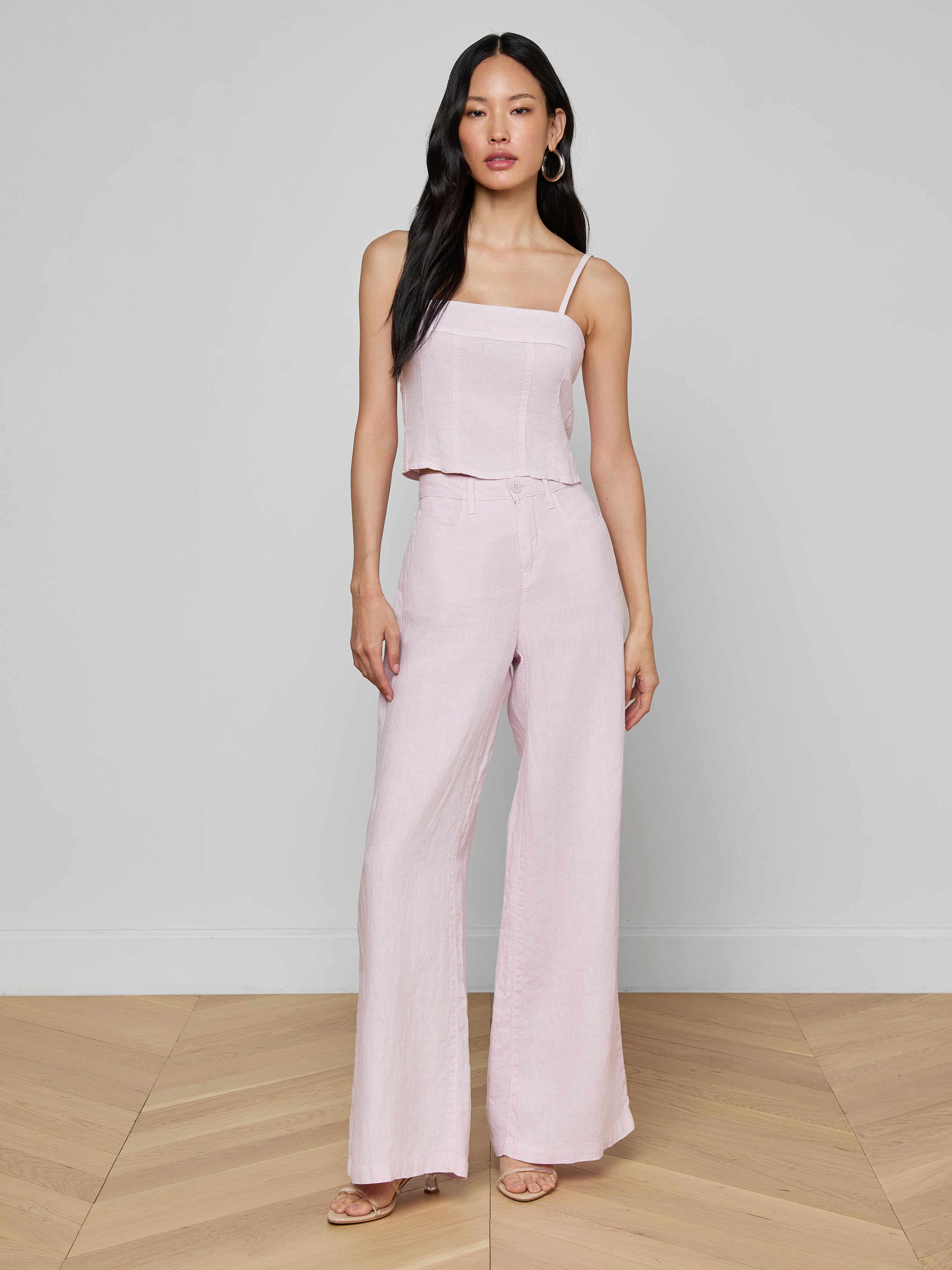 Arlin Linen Tank Top In Icy Lilac