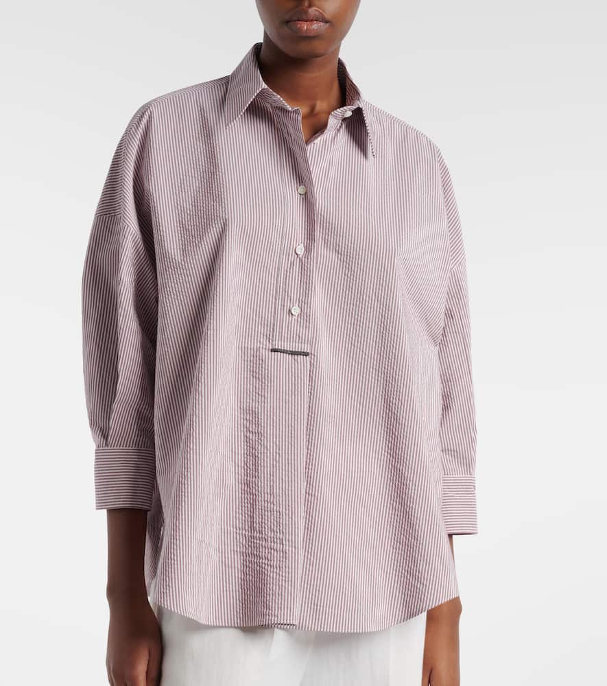 Striped cotton-blend top