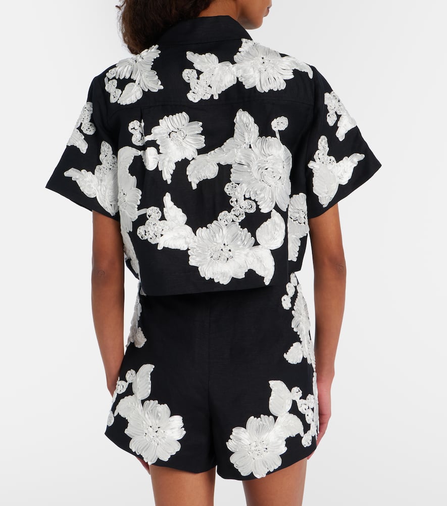 Callie embroidered linen-blend shirt
