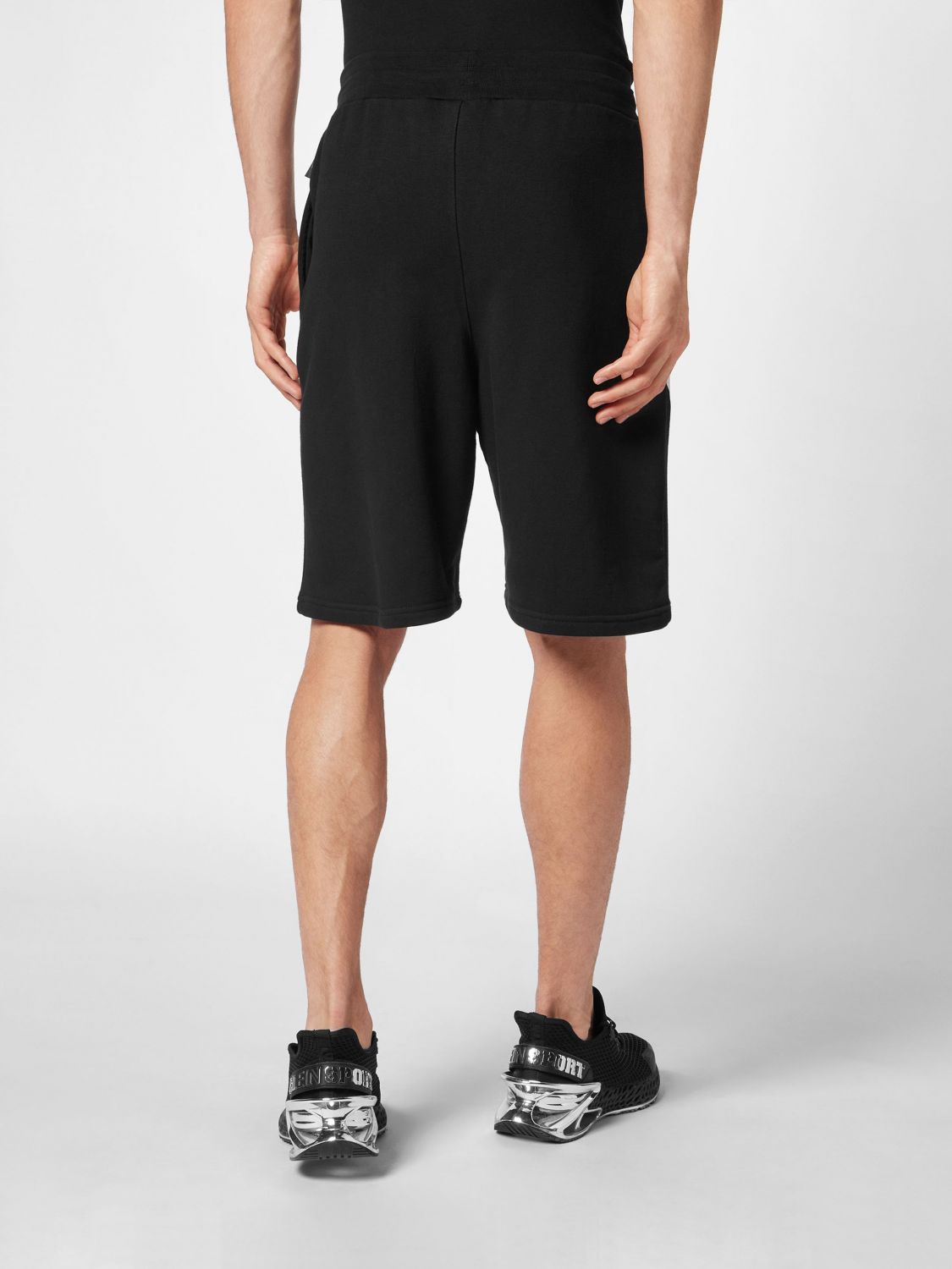 Scratch-print track shorts - White