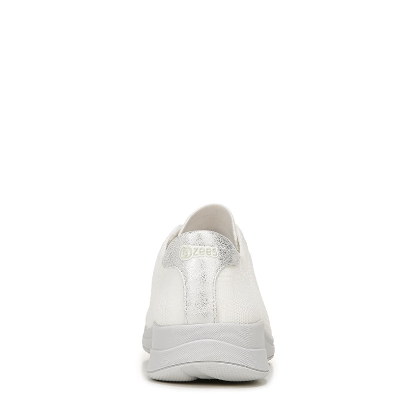 Women's Golden Knit Slip On Sneakers (Brilliant White)