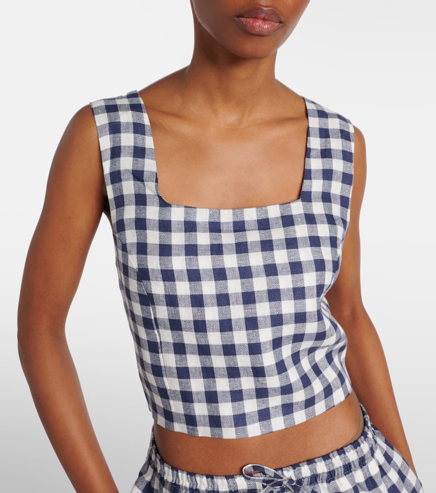 Cozumel gingham linen crop top