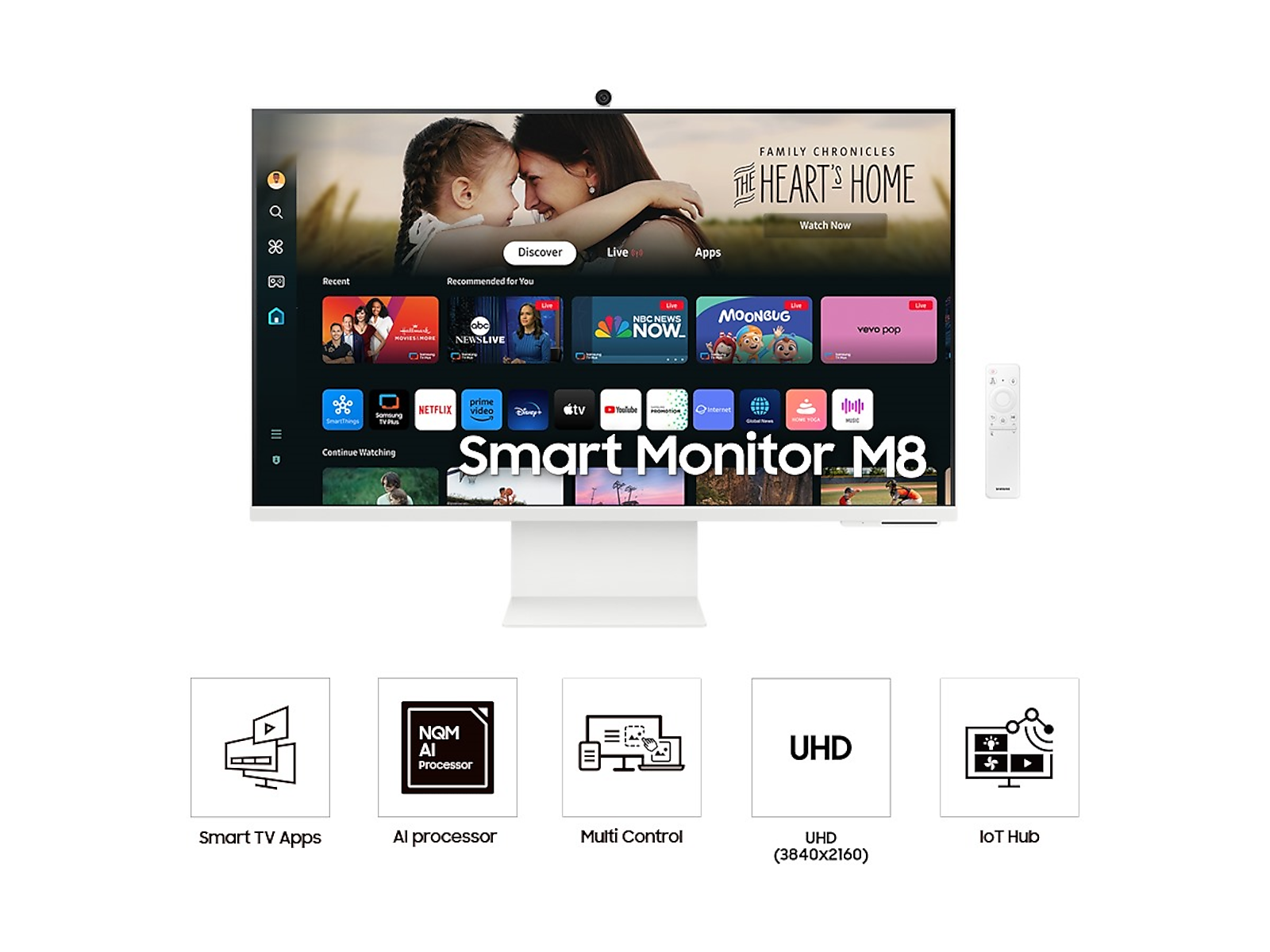 32" Smart Monitor M8 (M80D) 4K UHD with Streaming TV, Speakers, USB-C, Ergonomic Stand and SlimFit Camera(LS32DM801UNXZA)