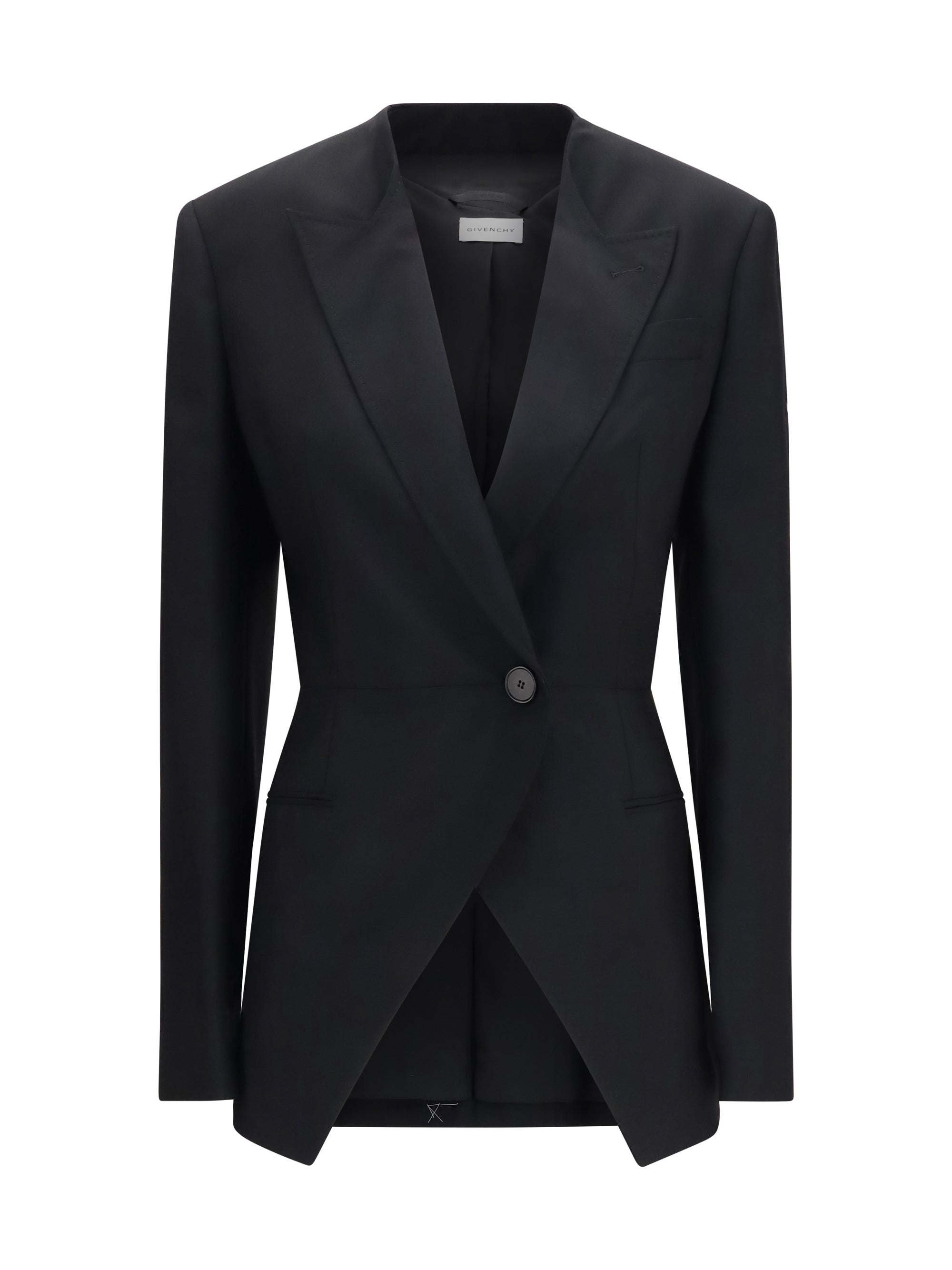 Cut-Out Double-Breasted Wool Blazer — Black