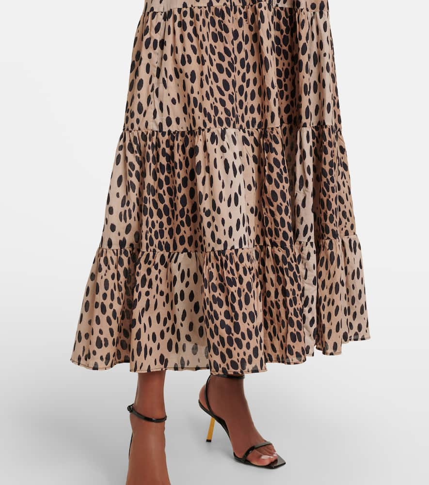 Rixo Tiered leopard-print cotton maxi dress